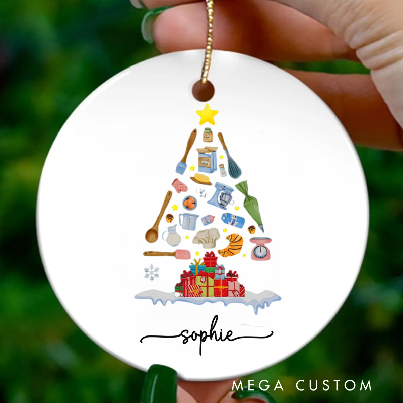 Personalized Baker Christmas Ornament Chef Ornament with Name Xmas Tree Decor for Baker 2025 Christmas Gift Baking Lover Gift