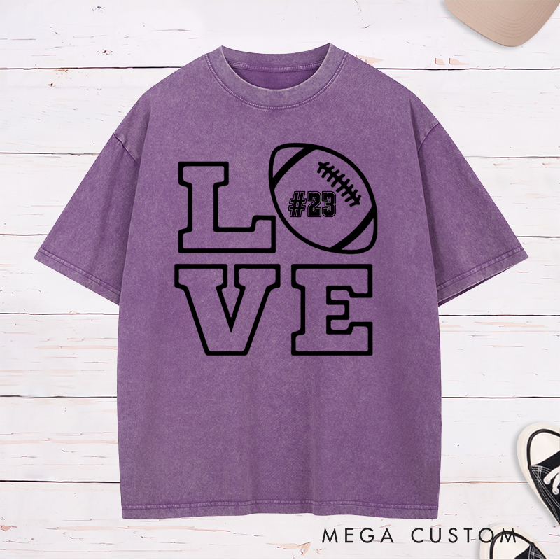 Personalized American Football and Rugby Washed T-Shirts Featuring Custom Team Name for True Fans