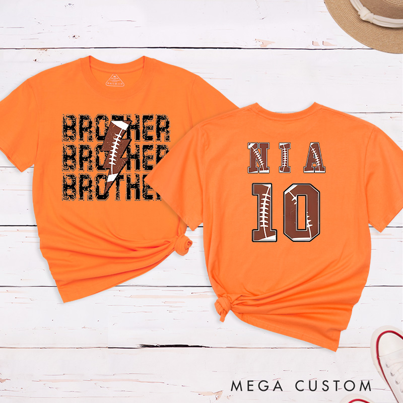 Personalized American Football and Rugby Brother T-Shirts with Custom Name and Number