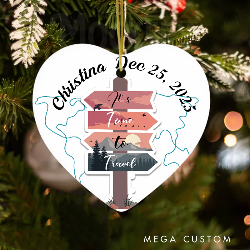 Personalized It Is Time to Travel Christmas Ornament Gift for Traveling Lovers Christmas Decoration