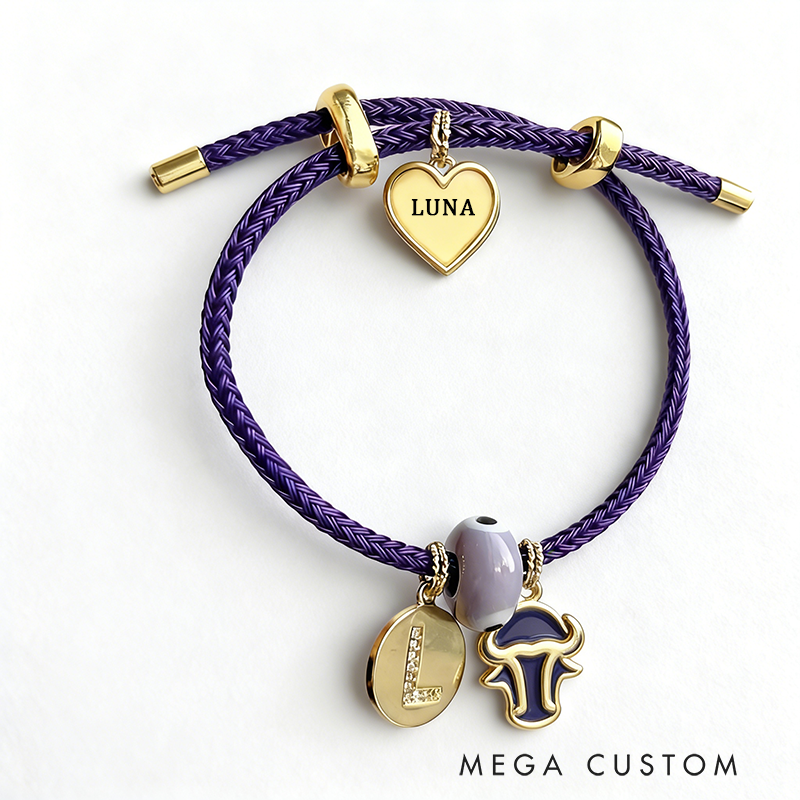 Personalized Zodiac Initials Couple Bracelet Engraved Constellation Charm Gift for Lovers Romantic Connection