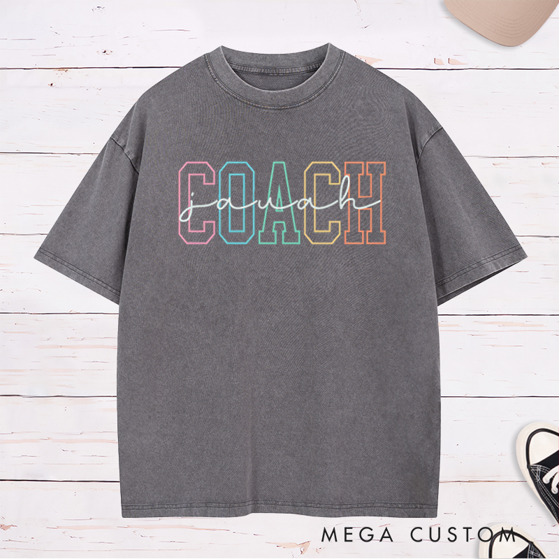Personalized Coach Washed T-Shirt with Custom Name