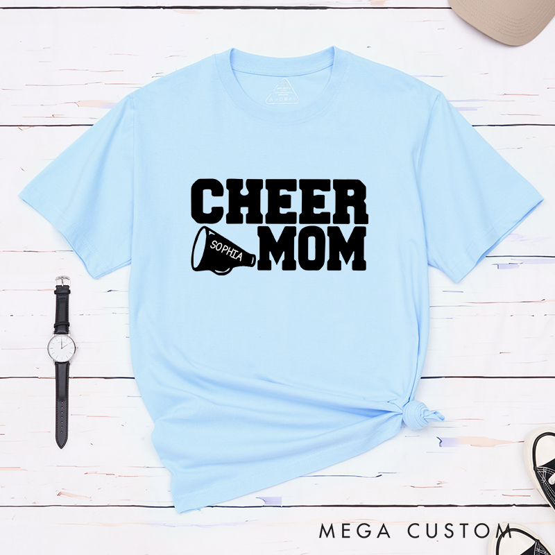 Personalized Cheer Mom T-Shirt with Custom Name