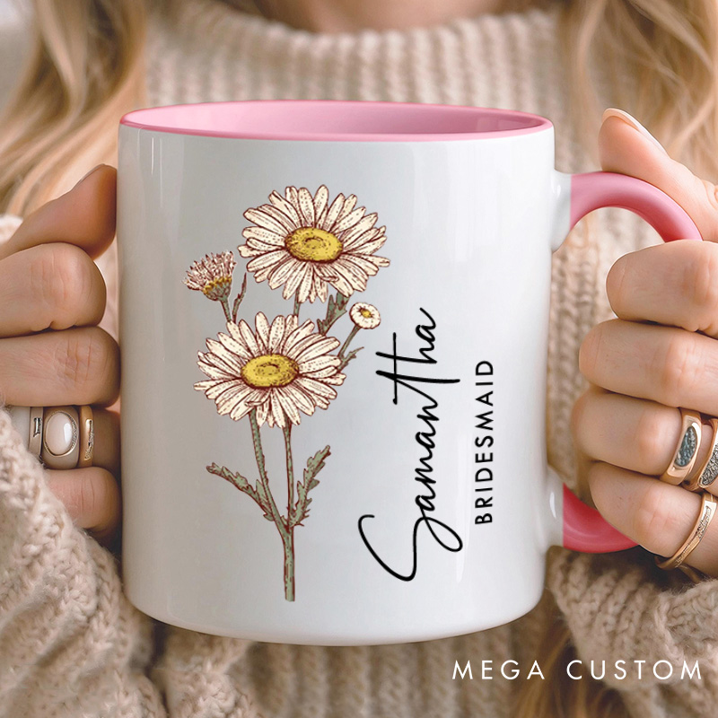 Personalized Retro Bridesmaid Birth Flower Mug Maid of Honor Month Flower Mug Bachelorette Party Mug Bridesmaid Proposal Mug MOG MOB Bridal Shower Mug