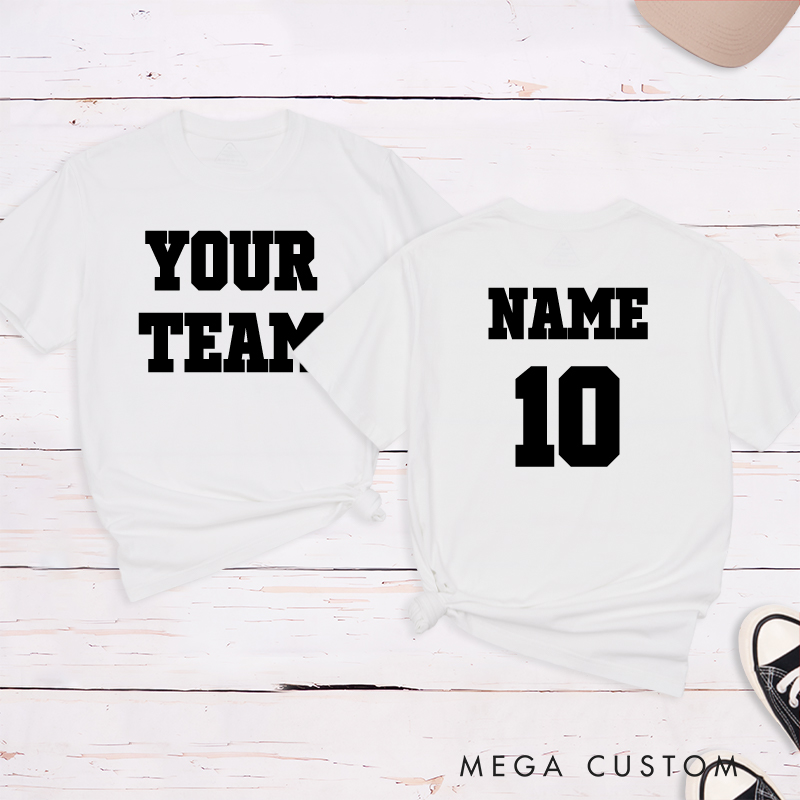Personalized Sports T-Shirt with Custom Team Name and Player Name and Number 