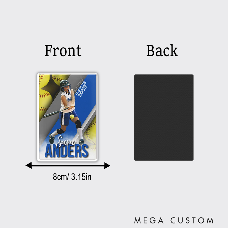 Personalized Softball Photo Fridge Magnets with Custom Text for Senior Graduation Keepsake