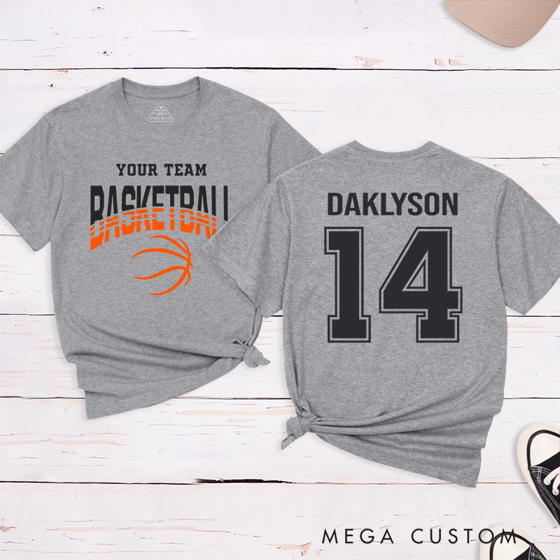 Personalized Basketball T-Shirt with Custom Team Name Player Name and Number Design on Front and Back