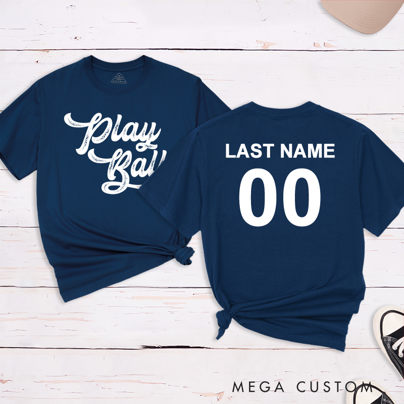 Personalized "Play Ball" T-Shirt with Custom Name and Number