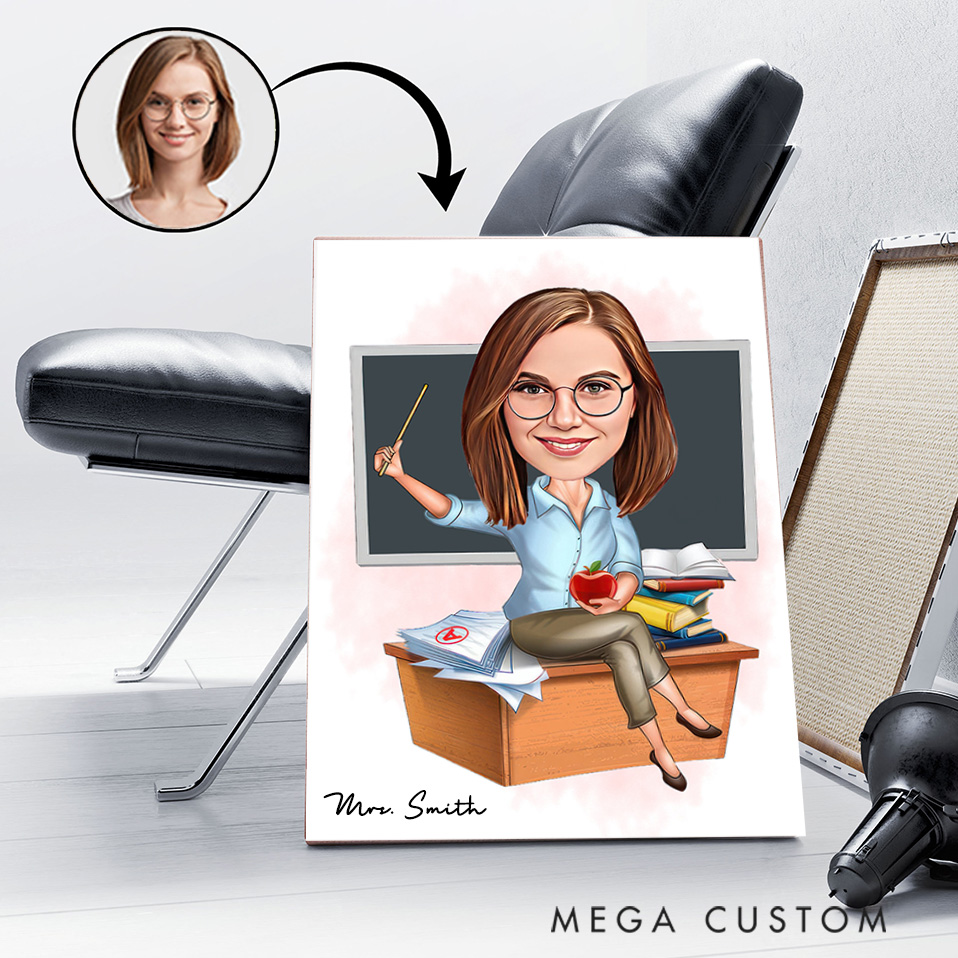 Personalized Teacher Portrait Poster Print Gift Teacher Portrait Design Home Classroom Wall Art Unique Gift for Teachers