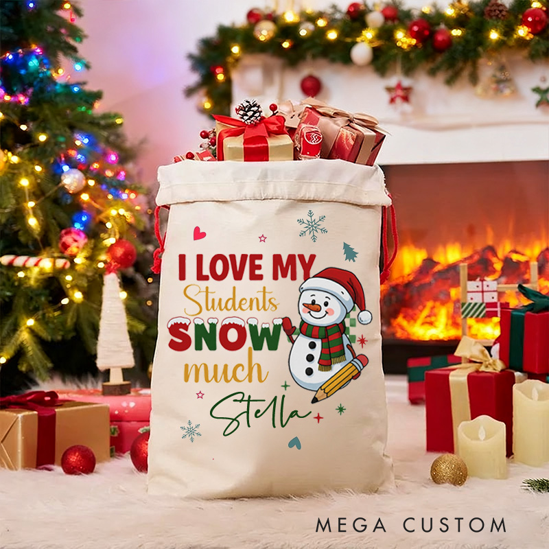 Personalized Teacher Christmas Gift Sack I Love My Students Design Santa Bag
