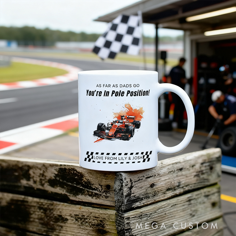 Ceramic Personalized F1 Mug You're in Pole Position Gift for Racing Fan Dad