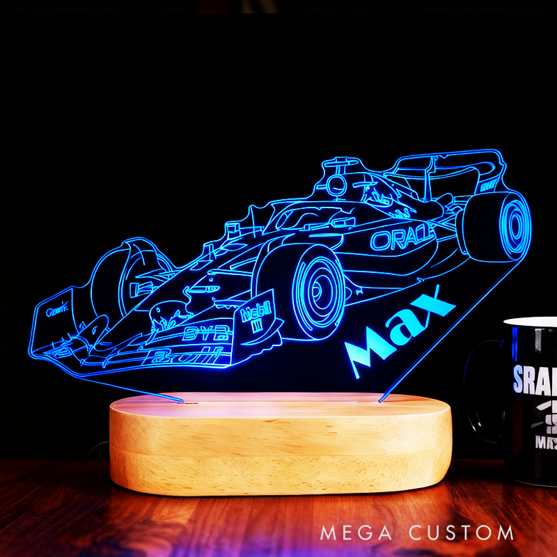 Personalized Racing Car Night Light Custom LED Lamp Unique Gift for Racers and Racing Lovers