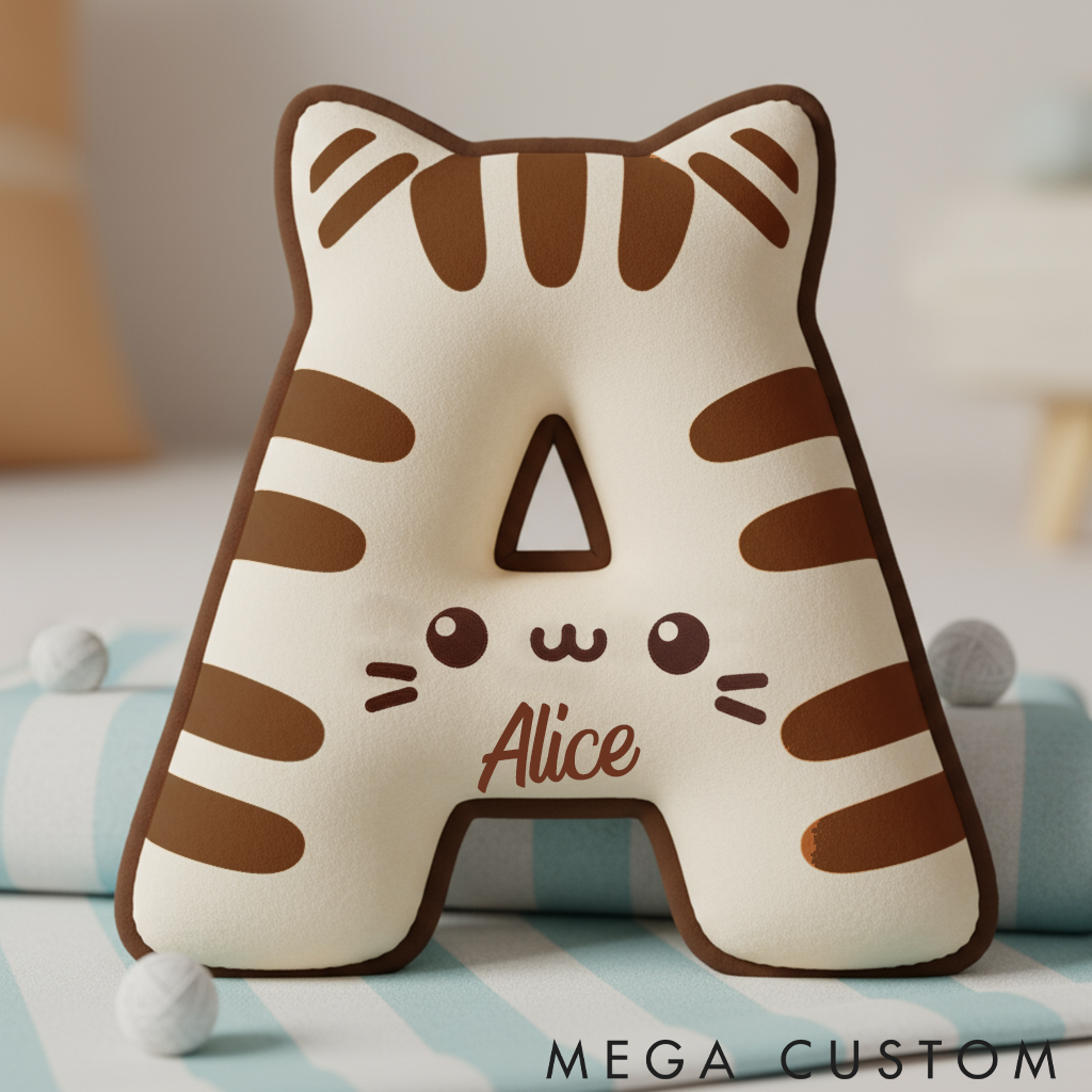 Personalized Cat Lover Letter Pillow Graphic 3D Print Pillow