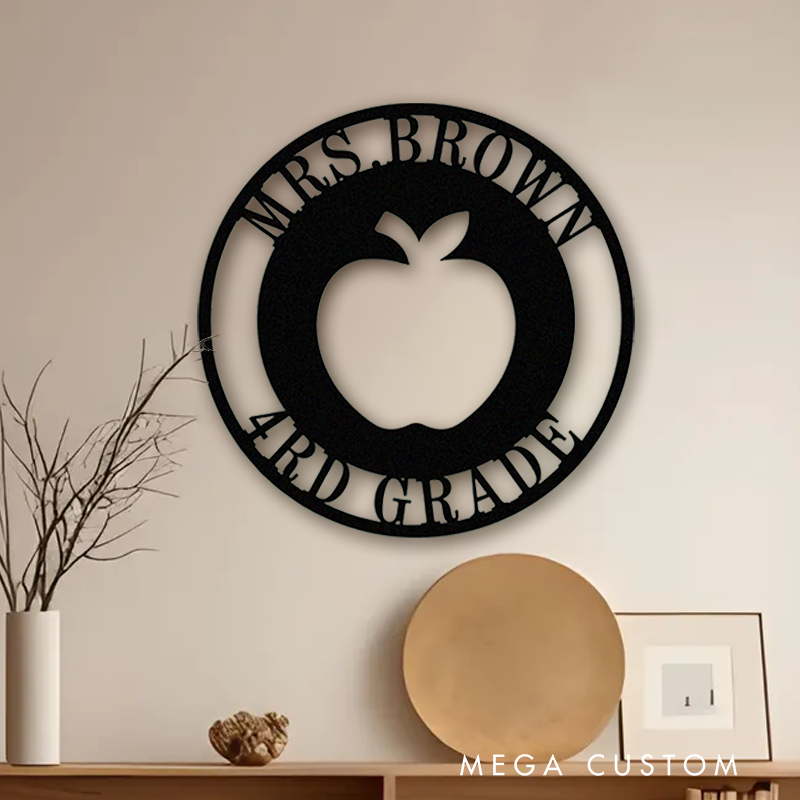 Personalized Teacher Metal Sign for Indoor Outdoor Decor Custom Apple Teacher Design Appreciation Gift For Teachers