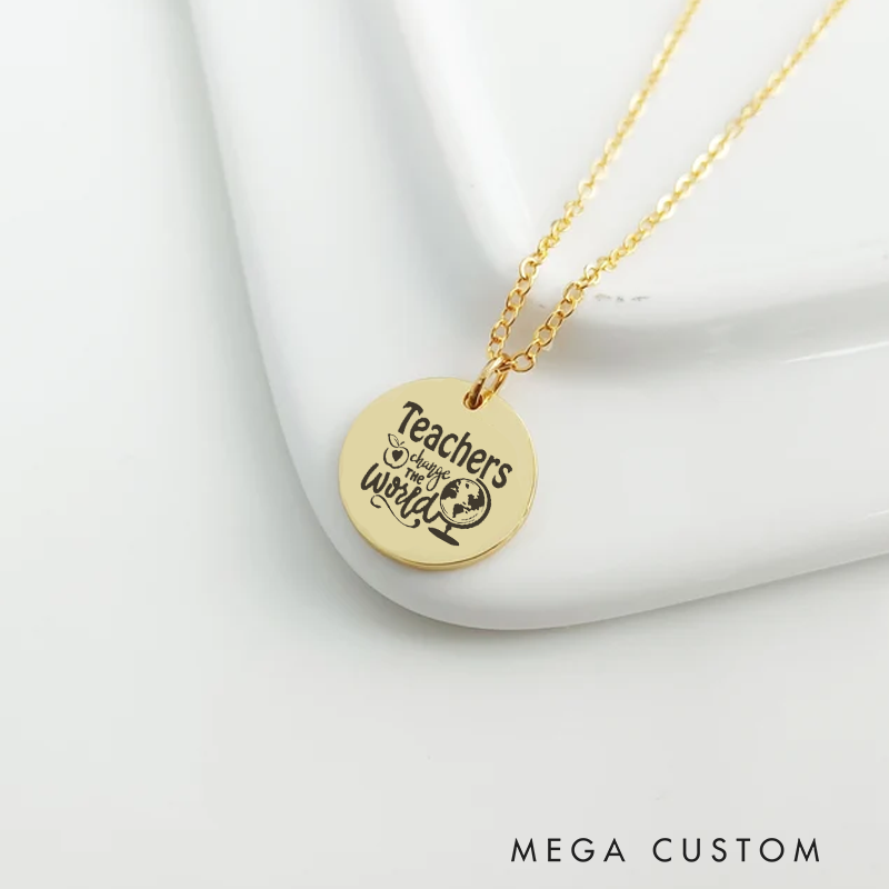Personalized Teacher Engraved Necklace Teachers Change the Wow Necklace Thank You Gift for Teachers