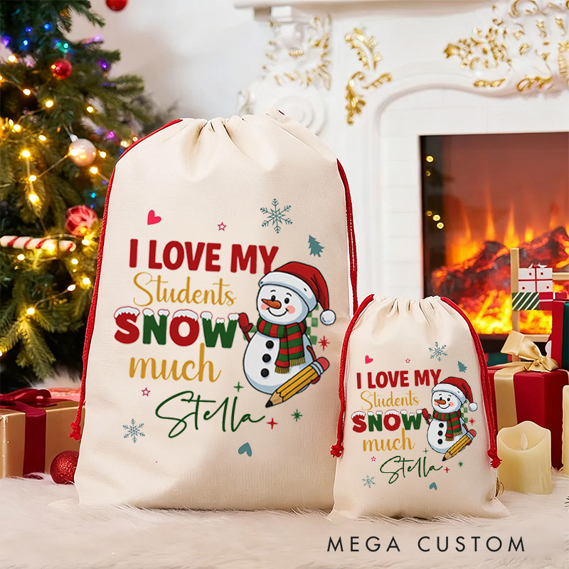 Personalized Teacher Christmas Gift Sack I Love My Students Design Santa Bag