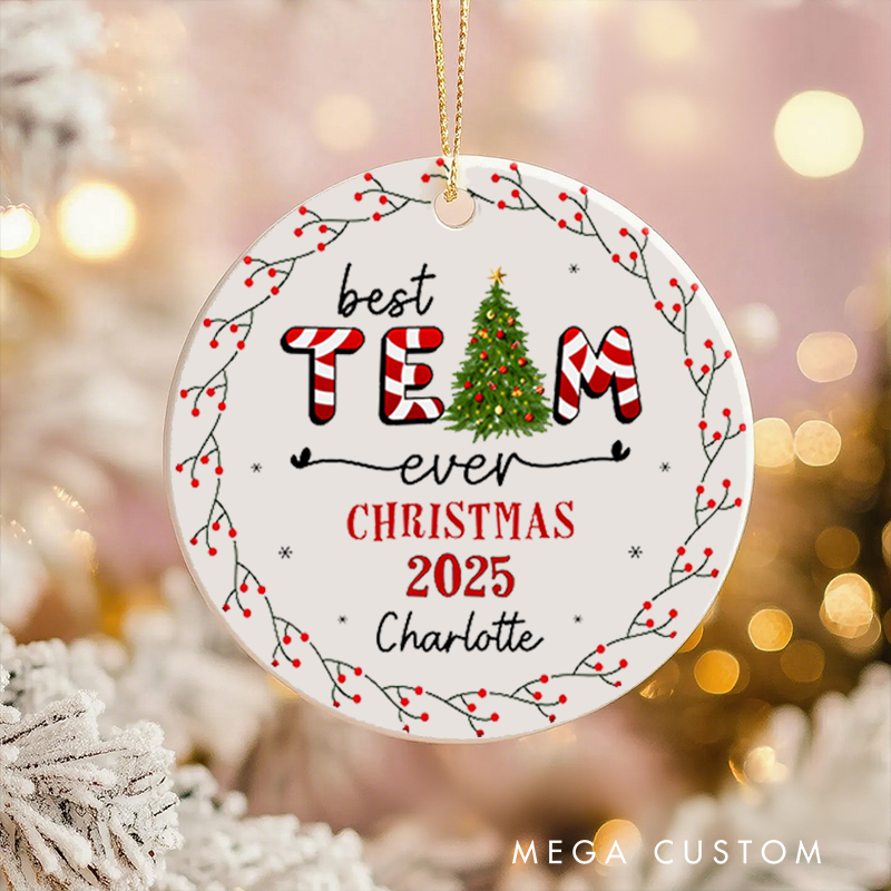 Personalized  Christmas Ornament with Christmas Tree Team Design Gift for Coworkers