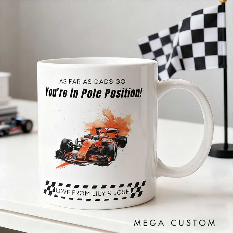 Ceramic Personalized F1 Mug You're in Pole Position Gift for Racing Fan Dad