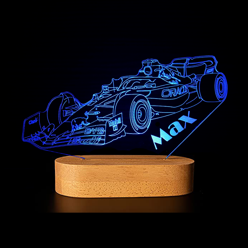Personalized Racing Car Night Light Custom LED Lamp Unique Gift for Racers and Racing Lovers