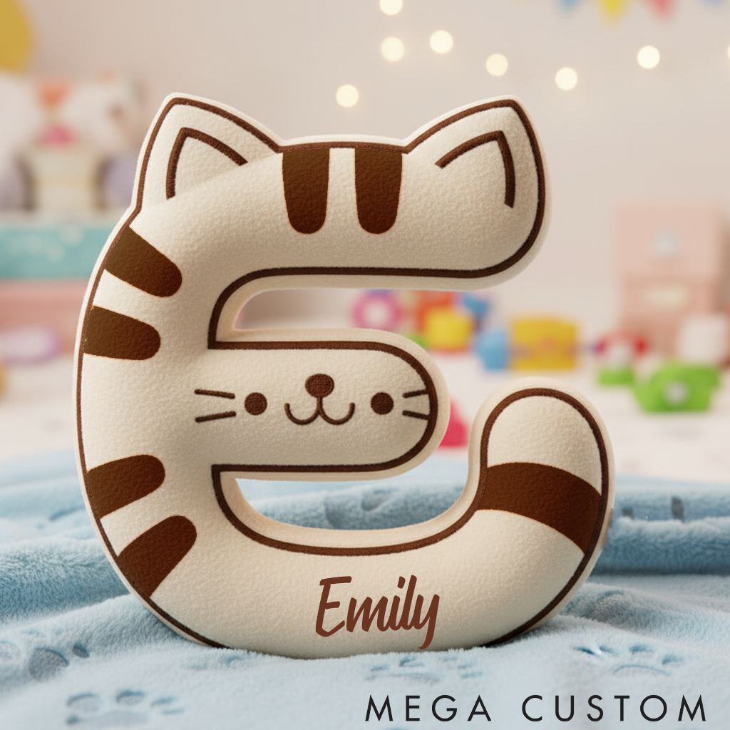 Personalized Cat Lover Letter Pillow Graphic 3D Print Pillow
