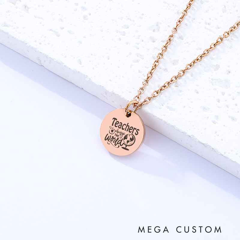 Personalized Teacher Engraved Necklace Teachers Change the Wow Necklace Thank You Gift for Teachers