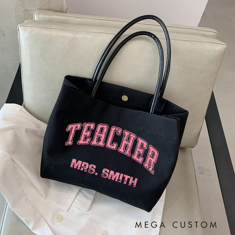 Personalized Teacher Canvas Tote Bag Appreciation Gift for Teachers