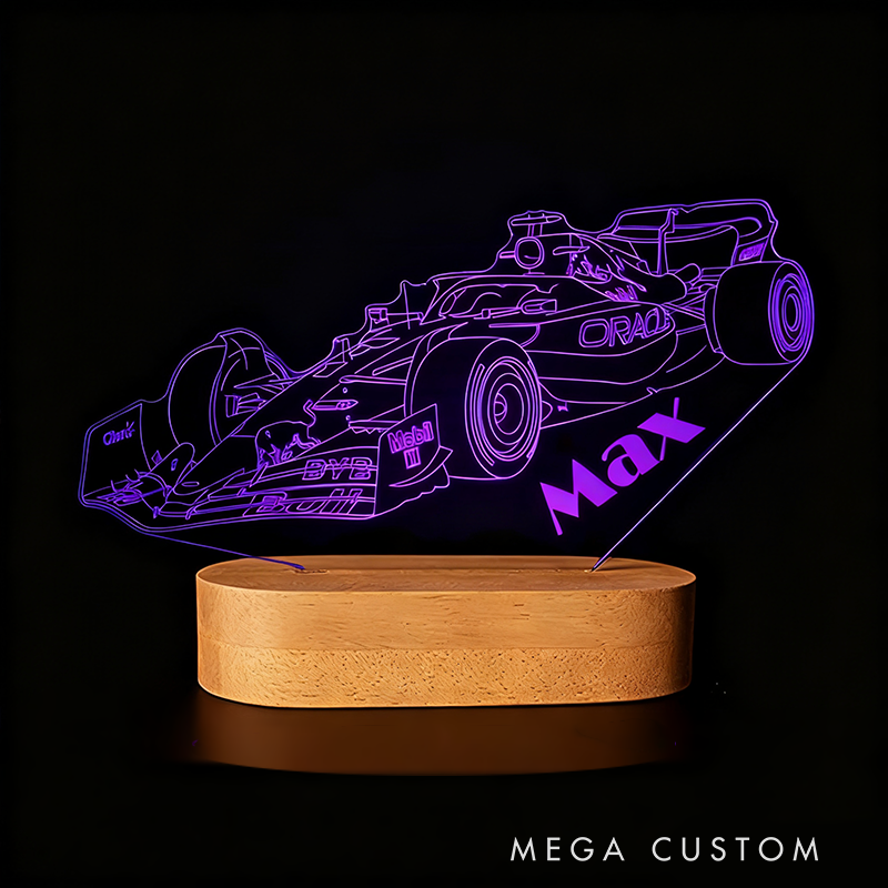 Personalized Racing Car Night Light Custom LED Lamp Unique Gift for Racers and Racing Lovers