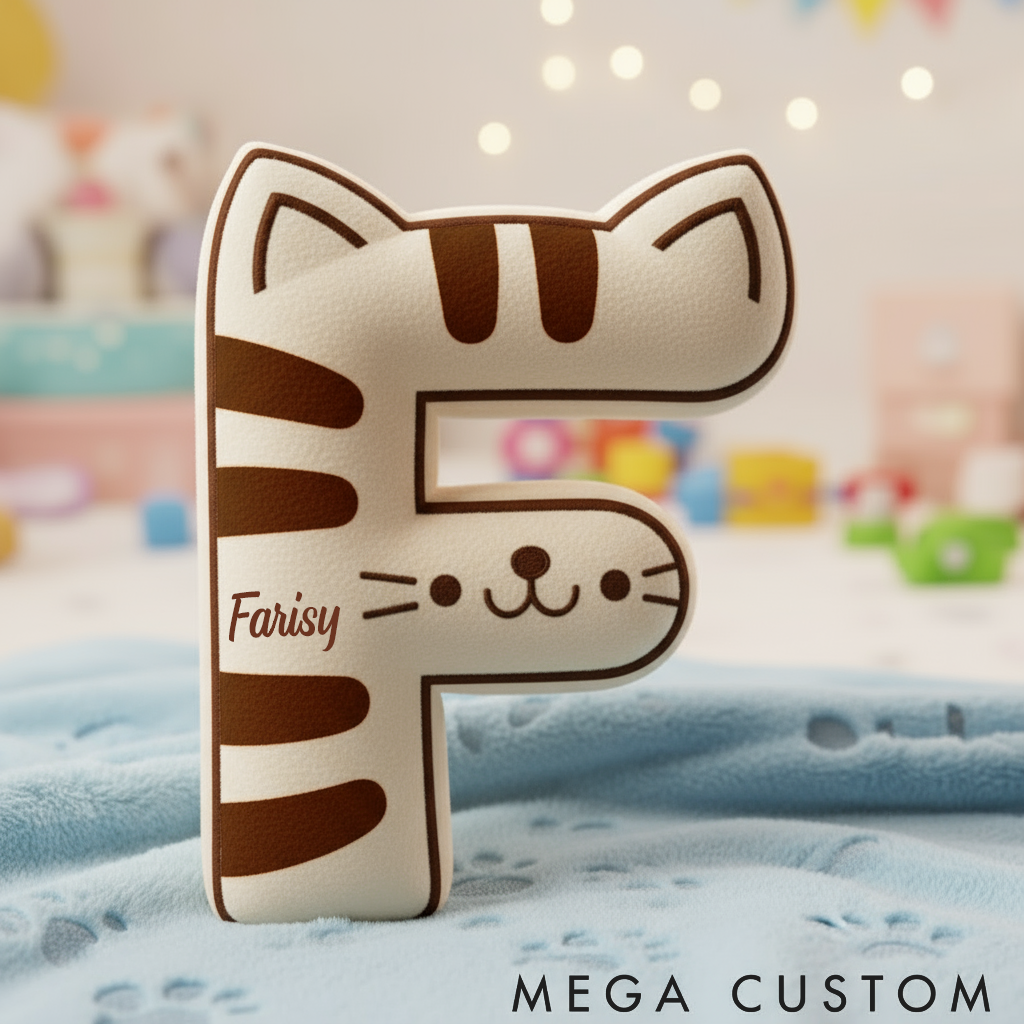 Personalized Cat Lover Letter Pillow Graphic 3D Print Pillow