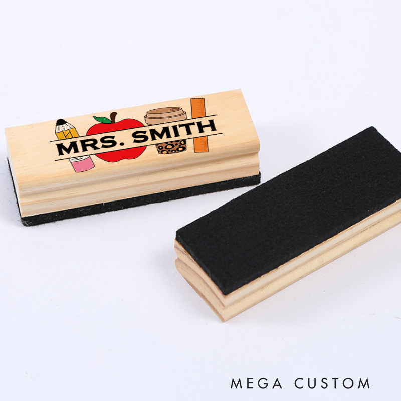 Personalized Magnetic Wooden Whiteboard Erase Cute Pencil Apple Design Appreciation Gift for Teachers