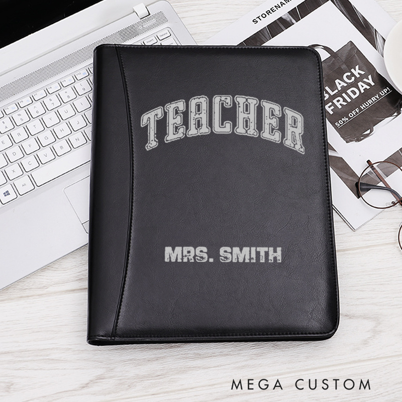 Personalized A5 PU Leather Zipper Notebook Retro Teacher Design Teacher Appreciation Gift