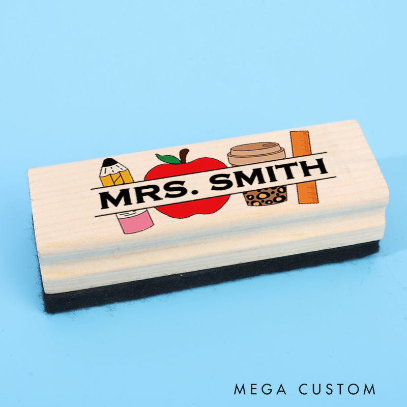 Personalized Magnetic Wooden Whiteboard Erase Cute Pencil Apple Design Appreciation Gift for Teachers