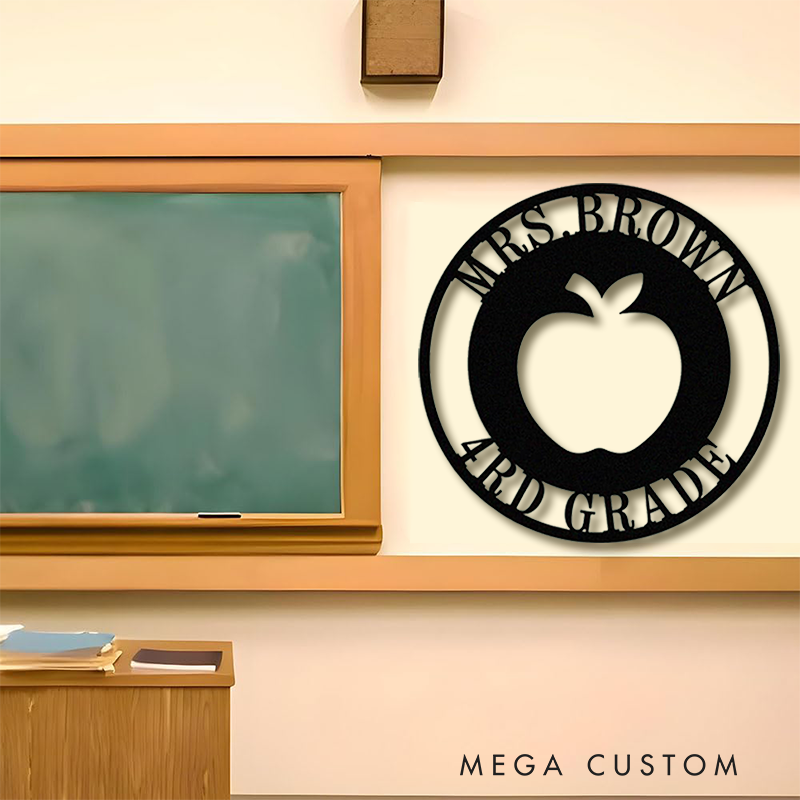 Personalized Teacher Metal Sign for Indoor Outdoor Decor Custom Apple Teacher Design Appreciation Gift For Teachers