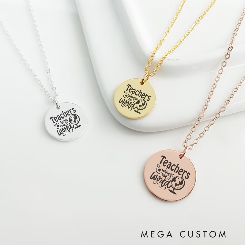 Personalized Teacher Engraved Necklace Teachers Change the Wow Necklace Thank You Gift for Teachers