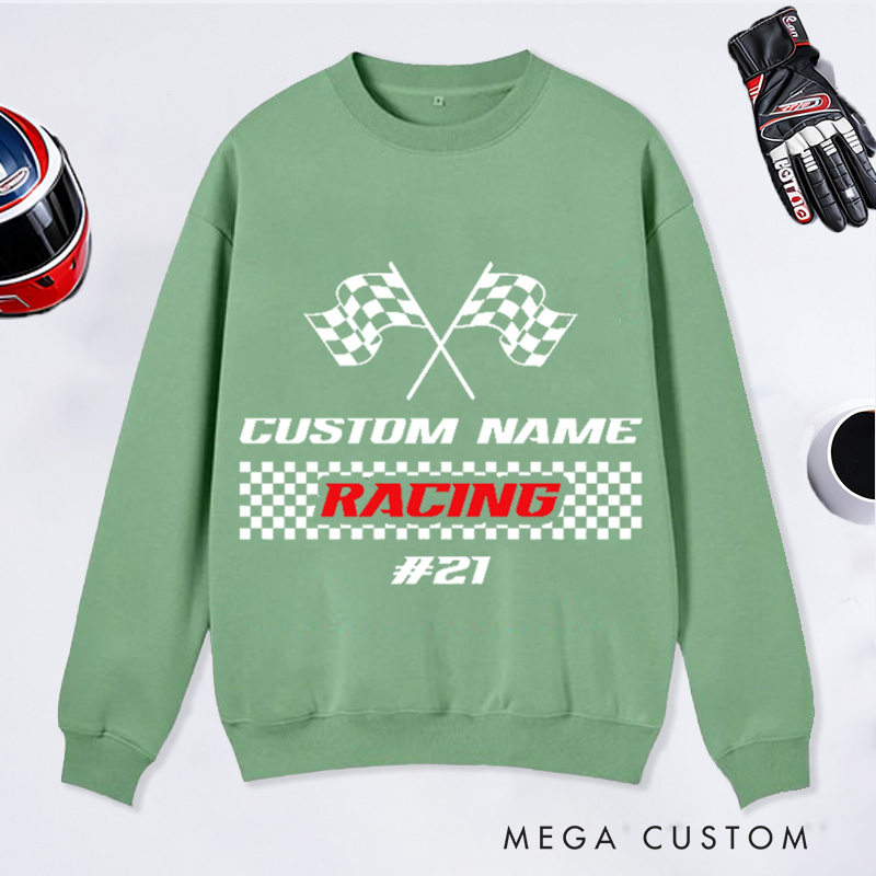 Personalized Racing Sweatshirt Custom Name and Number Race Team Tee Gift for Racers and Racing Lovers