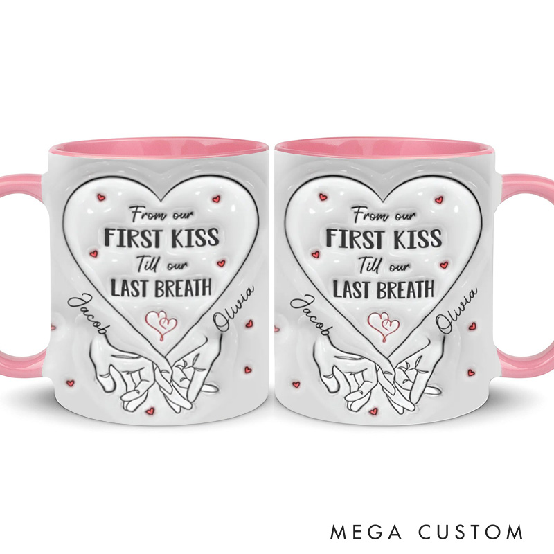 Personalized From Our First Kiss Till Our Last Breath Couple Matching Mugs Anniversary Gift Mugs For Couple 