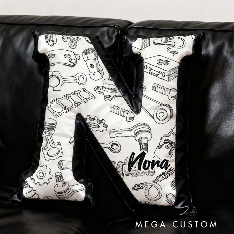 Personalized Automotive Parts Pillow Custom Initial Design Cushion 3D Print Gift for Car Enthusiasts