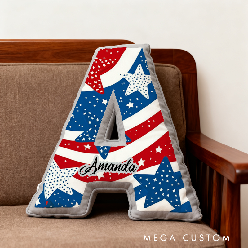 Personalized Patriotic Police Initial Pillow with Custom Name Gift for Law Enforcement Supporters
