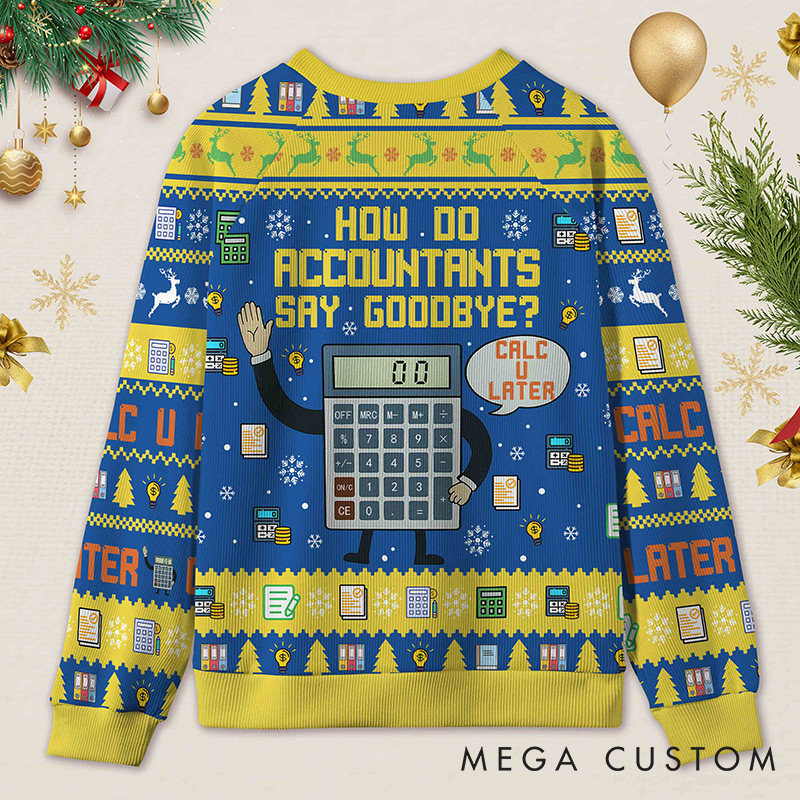 Personalized Accounting Hilarious Greeting Ugly Christmas Sweater Funny Financial Gift for Accountants