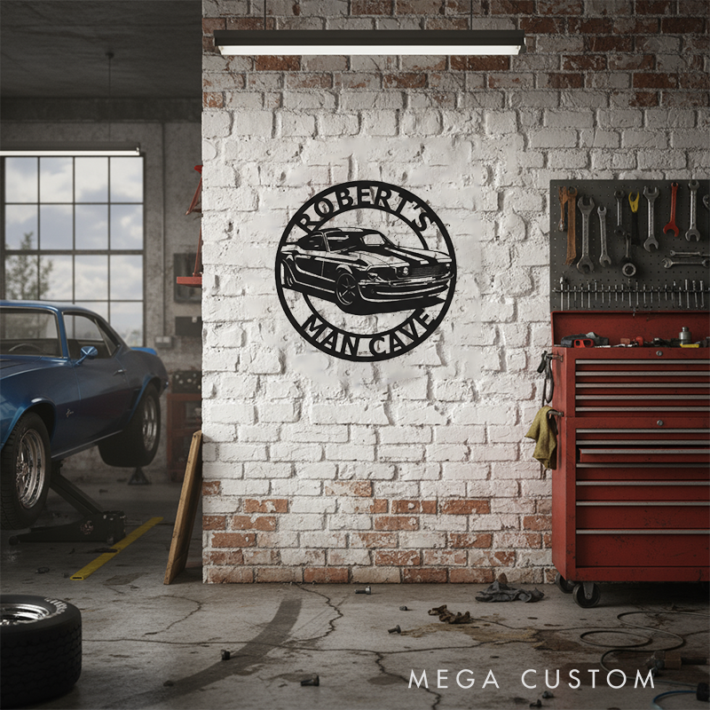 Custom Metal Garage Sign Personalized Car Garage Wall Decor with Name Man Cave Workshop Wall Art Gift for Racer and Racing Lovers