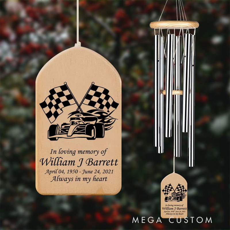 Personalized Racing Memorial Wind Chime Custom In Loving Memory Sympathy Gift Outdoor Garden Decor for Racing Lovers