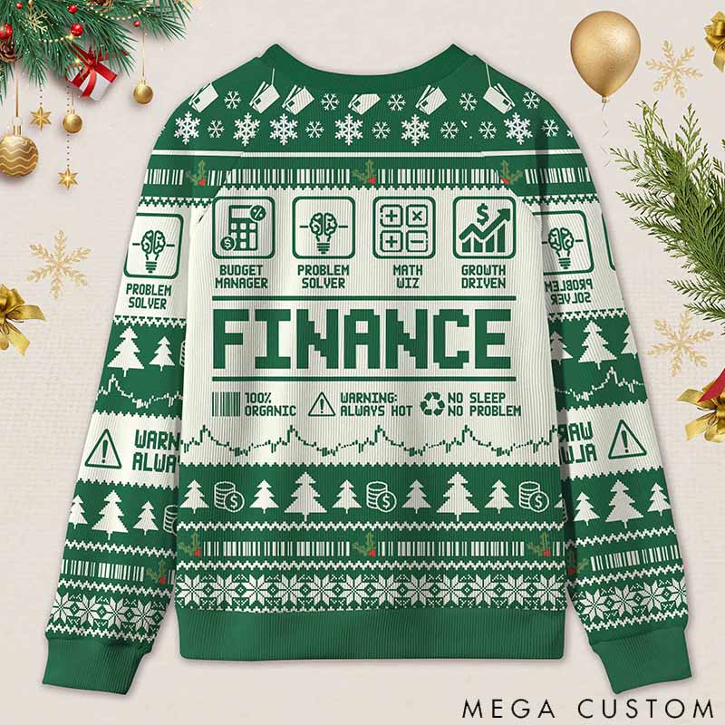 Personalized Funny Accounting Finance Ugly Christmas Sweater Gift for Accounting Finance Professionals