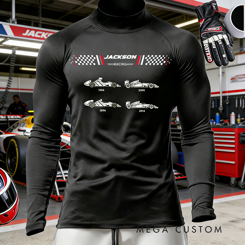 Personalized Men's Fitted Mock Custom Name Racing Car Design for Racers and Racing Lovers