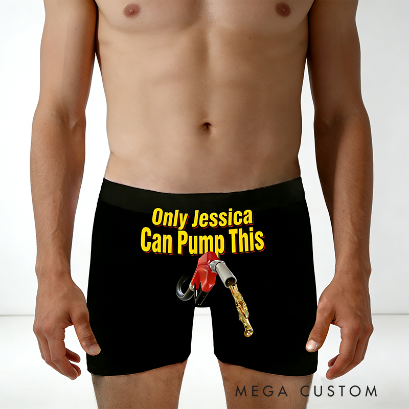 Personalized Gas Nozzle Themed Boxer Briefs Custom Name Boxer Brief Underwear Valentine's Day Gift for Men