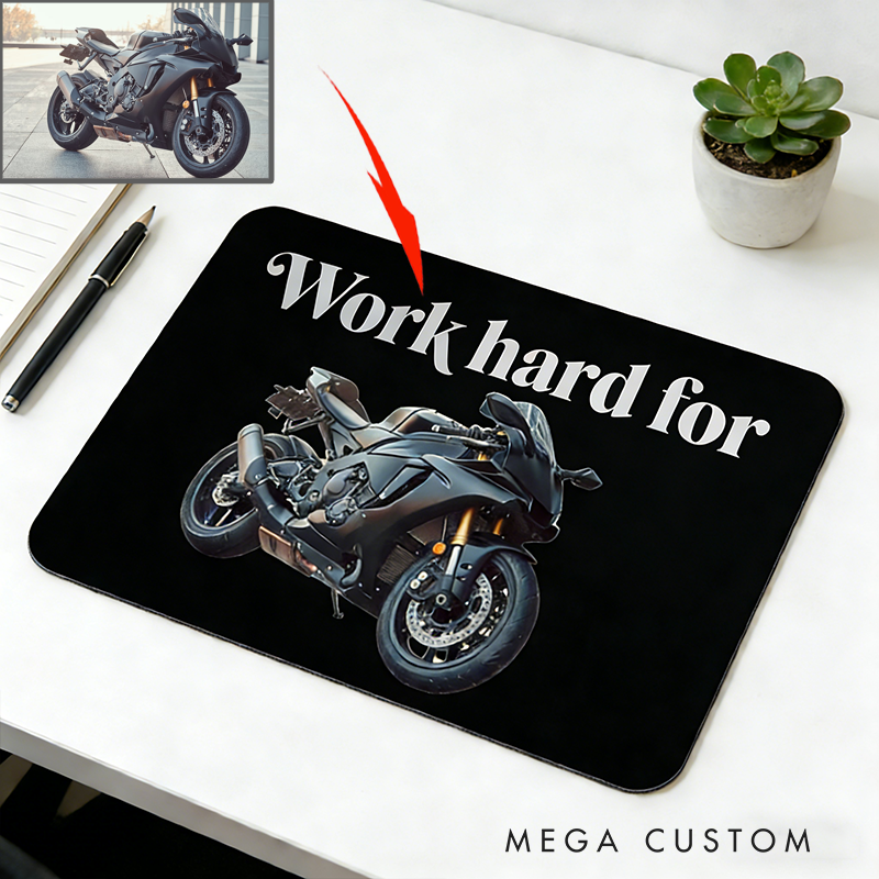 Personalized Motorcycle Mouse Pad with Custom Photo for Bikers and Motorcycle Fans