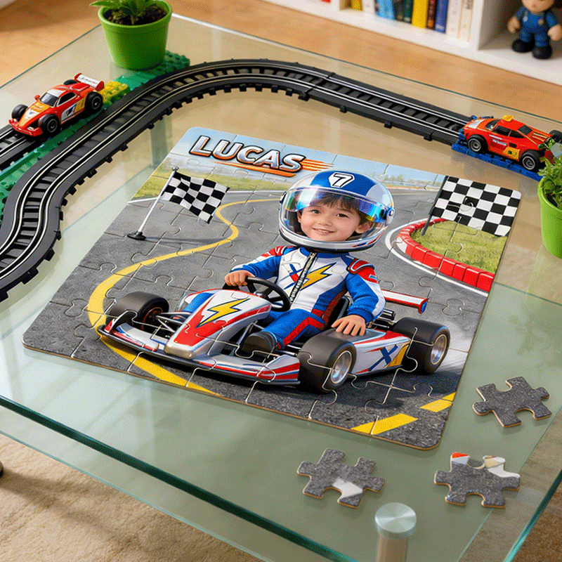 Personalized Racing Theme Custom Name Print Motivational Quote Jigsaw Puzzle