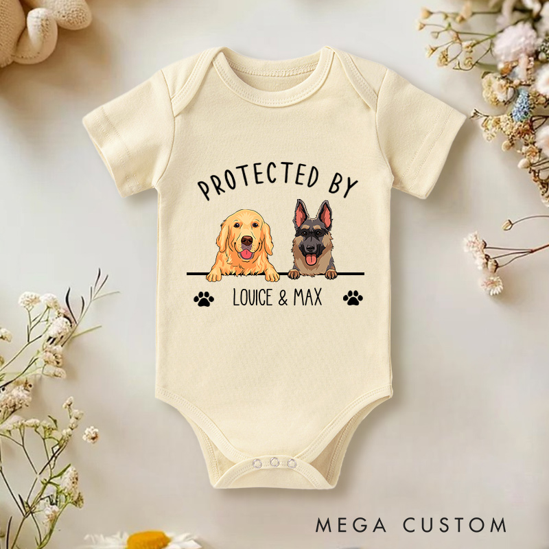 Personalized Pet Portrait Protected Baby Onesie Baby Pet Lover Outfit Baby Gift with Name