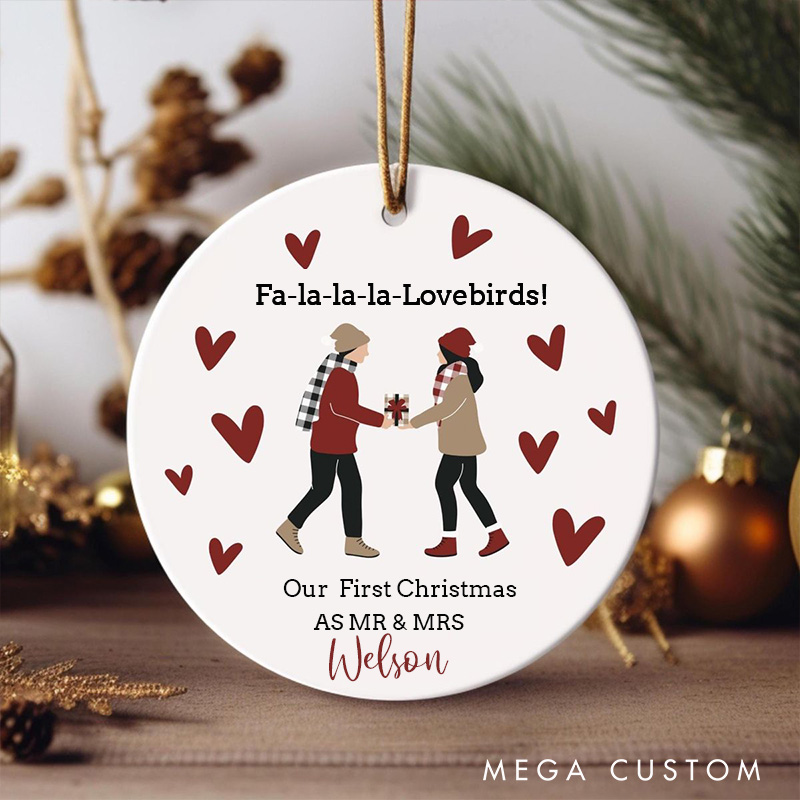 Personalized Our First Christmas as Mr and Mrs Ornament For New Couple