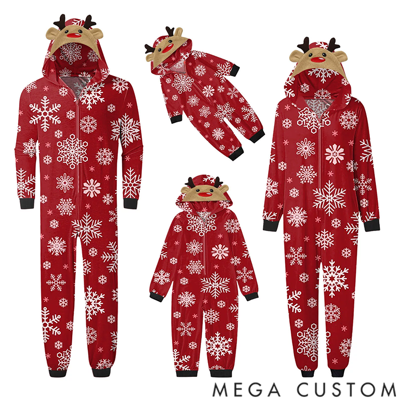 Personalized Matching Family Holiday Christmas Onesies Pajamas Reindeer