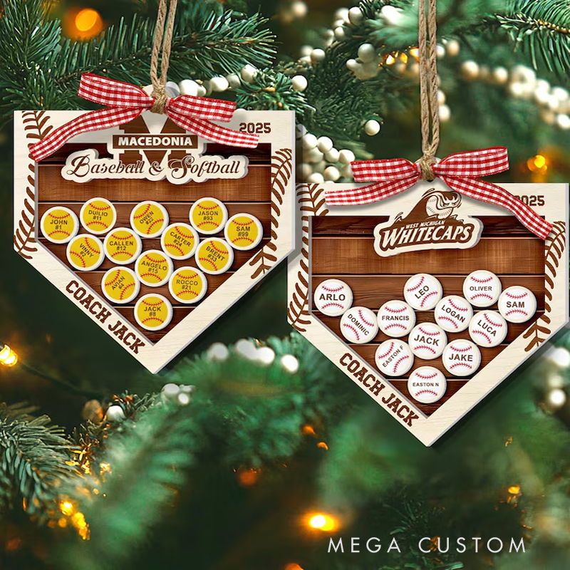 Personalized Softball Coach Gift – Custom Name Ornament, Baseball End of Season Gift