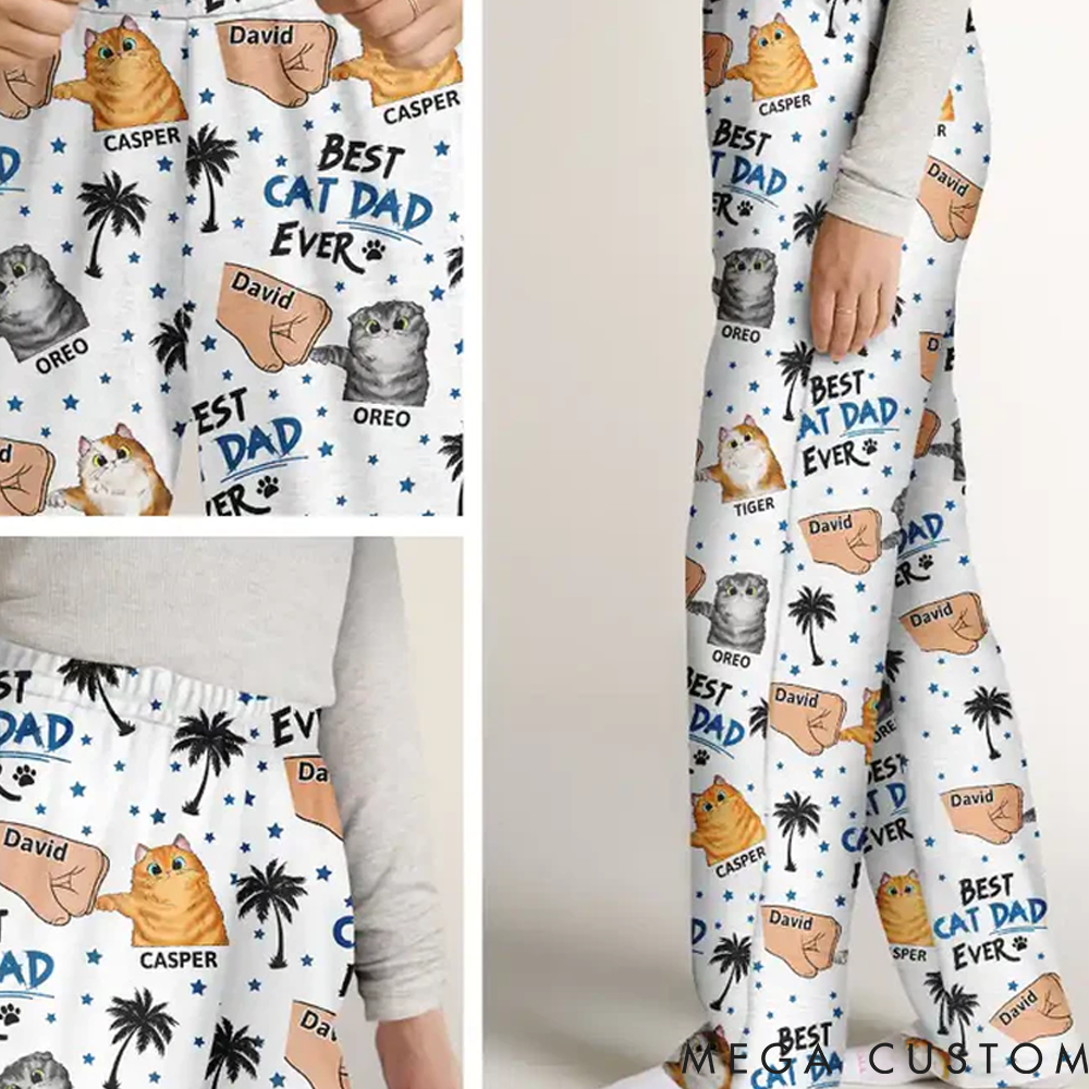 Personalized Cat Lover Best Cat Dad Ever Pants Pajamas
